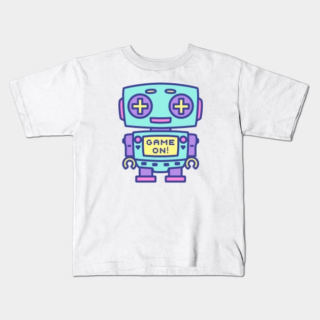 GAME ON pastel robot Kids T-Shirt by Red_Flare_Art